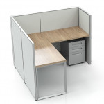 L Shaped Office Cubicle Workstation Desk with Drawers
