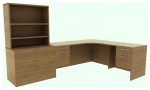 L Shaped Desk with Drawers and Shelves