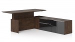 L Shaped Sit Stand Desk with Storage