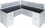 Chassis Series L Shape Desk with Acrylic Privacy Panels