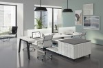 4 Person Desk with Privacy Panels and Storage