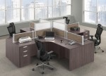 4 Person Desk Pod Workstation with Drawers and Privacy Panels