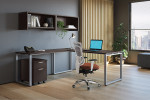 Contemporary L Shaped Desk with Hutch