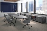 Boat Shaped Conference Table with Metal Legs