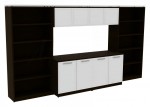 Storage Credenza with Bookcases and Hutch