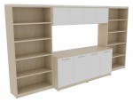 Storage Credenza with Bookcases and Hutch