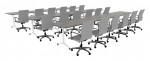 Three Rows of Flip Top Training Tables