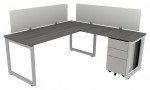 L Shaped Desk with Privacy Panels