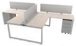 2 Person Workstation with Privacy Panels