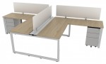 2 Person Workstation with Privacy Panels