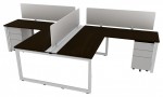 2 Person Workstation with Privacy Panels