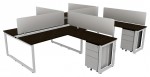 4 Person Workstation with Privacy Panels