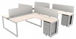 4 Person Workstation with Privacy Panels