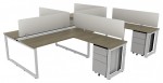 4 Person Workstation with Privacy Panels