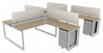 4 Person Workstation with Privacy Panels