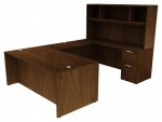 U Shaped Desk with Hutch and Drawers
