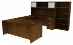 U Shaped Desk with Hutch and Bookcase