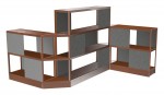 Large Wood Shelving Unit with Acoustic Panels - 145 x 72