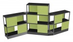 Open Wood Shelving Unit with Acoustic Panels - 160 x 72