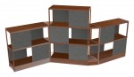 Open Wood Shelving Unit with Acoustic Panels - 160 x 72