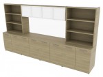 Credenza Wall Unit with Bookcases and Hutch