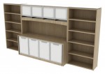 Credenza Wall Unit with Hutch and Bookcases