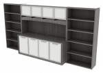 Credenza Wall Unit with Hutch and Bookcases