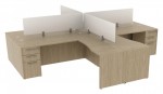 4 Person Desk with Divider Panels