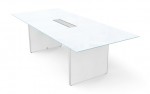 Glass Conference Table with Laminate Base