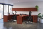 2 Person Desk with Overhead Storage