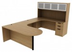 U Shaped Peninsula Desk with Hutch