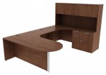 U Shaped Peninsula Desk with Hutch