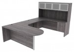 U Shaped Peninsula Desk with Hutch