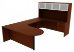 U Shaped Peninsula Desk with Hutch