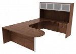 U Shaped Peninsula Desk with Hutch