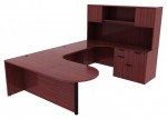 U Shaped Peninsula Desk with Hutch