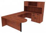 U Shaped Peninsula Desk with Hutch