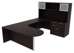 U Shaped Peninsula Desk with Hutch