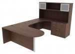 U Shaped Peninsula Desk with Hutch