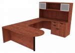 U Shaped Peninsula Desk with Hutch