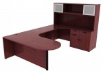 U Shaped Peninsula Desk with Hutch