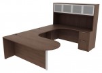 U Shaped Peninsula Desk with Hutch