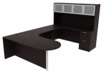 U Shaped Peninsula Desk with Hutch