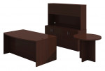 Bow Front Desk with Storage Credenza and Table