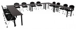 U Shaped Conference Table with Round Legs