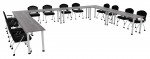 U Shaped Conference Table with Round Legs