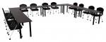 U Shaped Conference Table with Round Legs