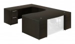 U Shaped Desk with Glass Modesty Panel