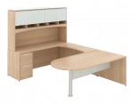 U Shaped Peninsula Desk with Hutch