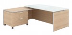 Executive L Shaped Desk with Drawers and Glass Desktop